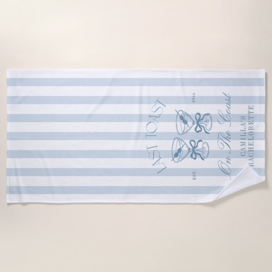 海岸での最後の乾杯 ビーチ独身最後の旅 ビーチタオル (正面)