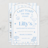海岸での最後の乾杯　独身最後の夜会招待状 招待状 (正面/裏面)