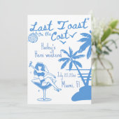 海岸での最後の乾杯　独身最後の女友達とのパーティー招待状 招待状 (スタンド正面)