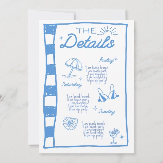 海岸での最後の乾杯　独身最後の女友達とのパーティー招待状 招待状 (裏面)