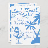 海岸での最後の乾杯　独身最後の女友達とのパーティー招待状 招待状 (正面/裏面)
