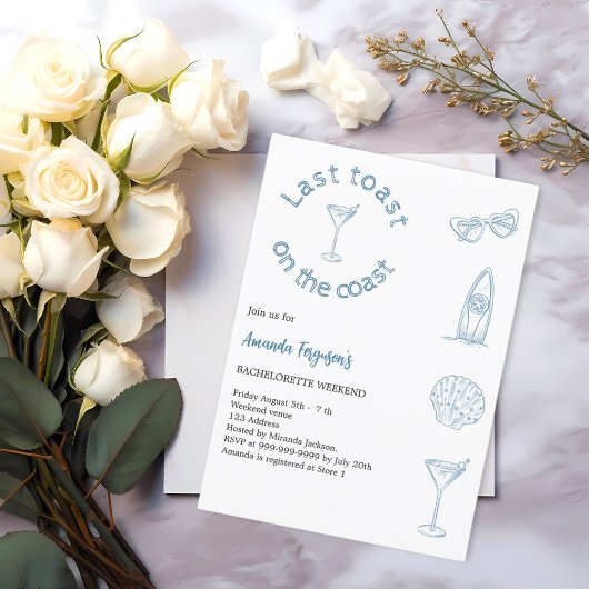 海岸での最後の乾杯 独身最後の週末 招待状