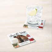 海岸での結婚式の写真の保存日 スクエアペーパーコースター (インサイチュ)