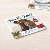 海岸での結婚式の写真の保存日 スクエアペーパーコースター (アングル)