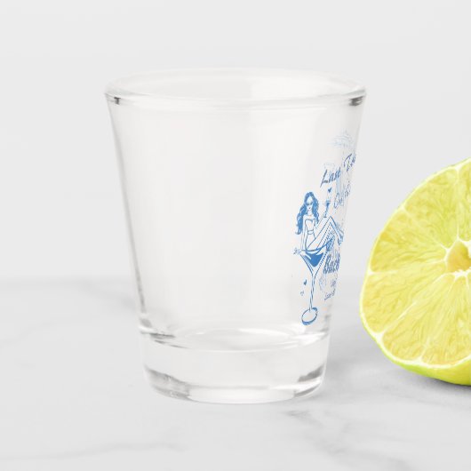 海岸でハンドドローされた最後のトーストバチェロレッテ ショットグラス (左)