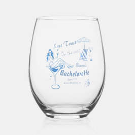 海岸でハンドドローされた最後のトーストバチェロレッテ ステムなしワイングラス