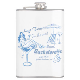 海岸でハンドドローされた最後のトーストバチェロレッテ フラスク