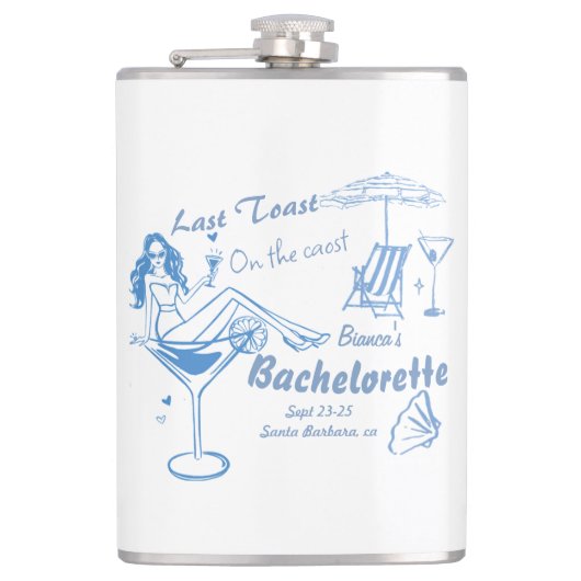 海岸でハンドドローされた最後のトーストバチェロレッテ フラスク (正面)