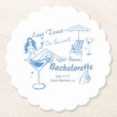 海岸でハンドドローされた最後のトーストバチェロレッテ ペーパーコースター (正面)