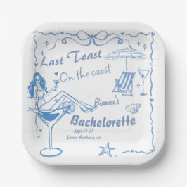 海岸でハンドドローされた最後のトーストバチェロレッテ ペーパープレート