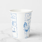 海岸でハンドドローされた最後のトーストバチェロレッテ 紙コップ (左)