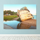 海岸で難破 キャンバスプリント (インサイチュ (ウッドフロア))