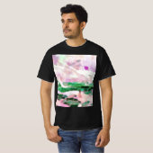 海岸と山の絵画 – 緑 Tシャツ (正面フル)