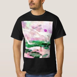 海岸と山の絵画 – 緑 Tシャツ