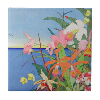 海岸によっては日本人のWoodblockの芸術Ukiyo-Eが開花します タイル