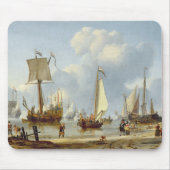 海岸による姿が付いている穏やかな水の船 マウスパッド (正面)