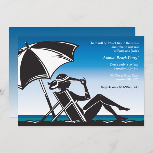 海岸に位置するパーティの招待状 招待状 (正面/裏面)