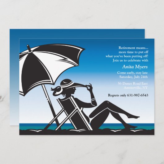 海岸に位置する退職のパーティの招待状 招待状 (正面/裏面)