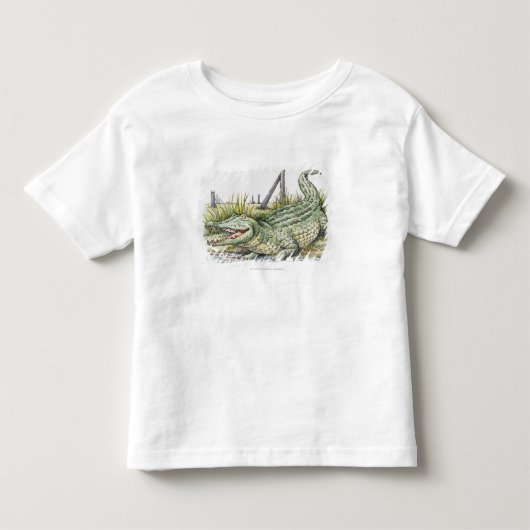 海岸のわにのイラストレーション トドラーTシャツ (正面)