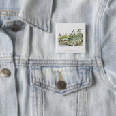 海岸のわにのイラストレーション 缶バッジ (インサイチュ)