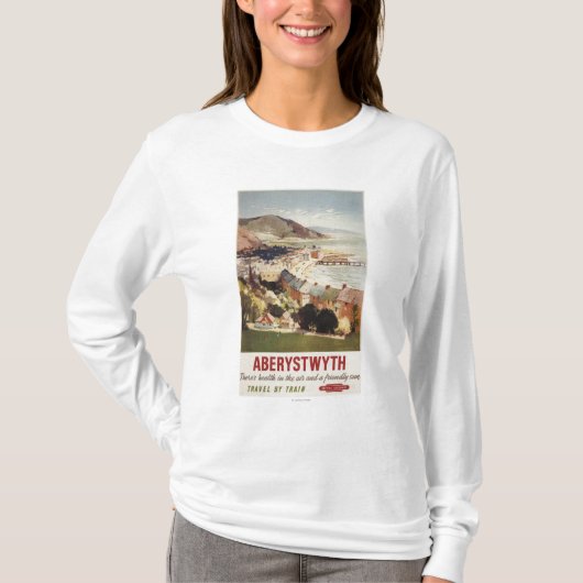 海岸のイギリスの鉄道ポスターのアンテナ Tシャツ (正面)