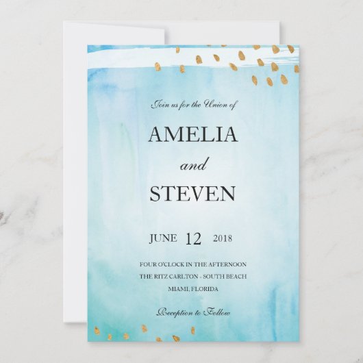 海岸のウェディング招待状 招待状 (正面)