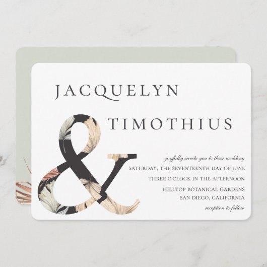 海岸のオアシス ボヘミアンチック アンパサンド ウェディング 招待状 (正面/裏面)