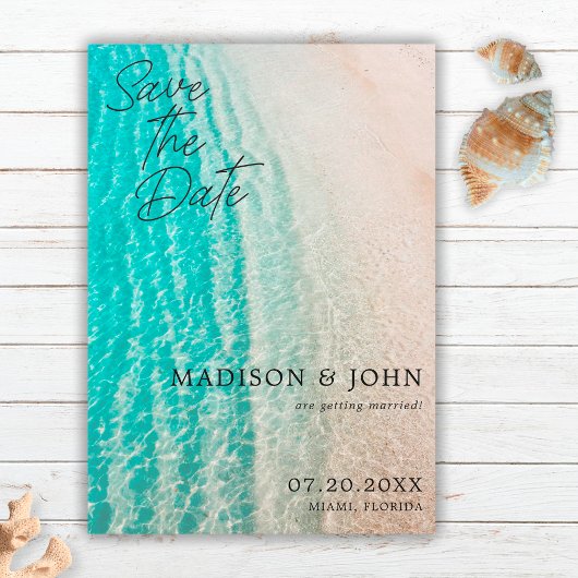 海岸のオーシャン サマー ビーチ デスティネーション ウェディング セーブザデート