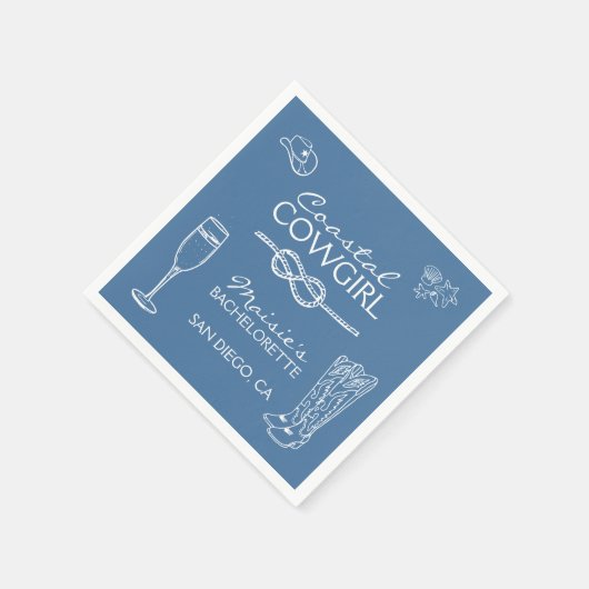 海岸のカウガール独身パーティーウィークエンド スタンダードカクテルナプキン (角)