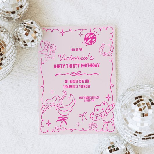 海岸のカウガール　ウィームジカルな誕生日 招待状