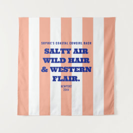 海岸のカウガール　ウェスタンの魅力　ピンクのカバナストライプ タペストリー