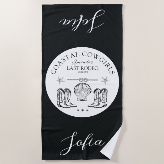 海岸のカウガール・ナウチカル・バチェロレッテ・パーティー ビーチタオル (正面)