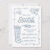 海岸のカウガール・バチェロレッテの行程表招待状 招待状 (正面)