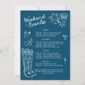 海岸のカウガール・バチェロレッテ・ウィークエンドの予定 招待状 (裏面)