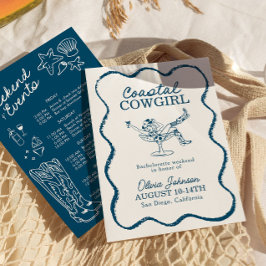 海岸のカウガール・バチェロレッテ・ウィークエンドの予定 招待状