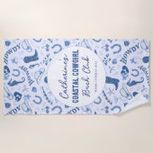 海岸のカウガール バチェロレッテ クラブ ファンパターン ビーチタオル (正面)