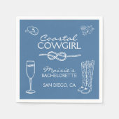 海岸のカウガール・バチェロレッテ・パーティー・ウィークエンド スタンダードカクテルナプキン (正面)