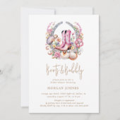 海岸のカウガール ピンクブーツ ブライズシャワー 招待状 (正面)