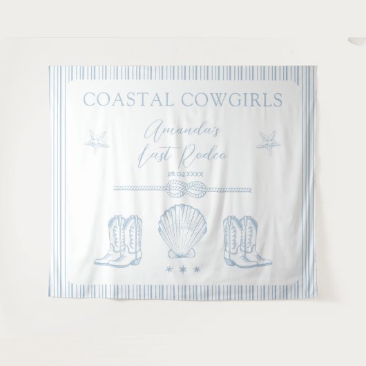 海岸のカウガール ラストロデオ ブライズメイドパーティー タペストリー (正面(横))