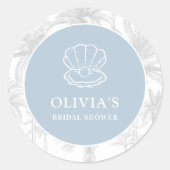 海岸のカウガール 現代の航海 ブライダルシャワー ラウンドシール (正面)