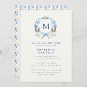 海岸のカニのイニシャル入りベビーシャワー招待状 サンキューカード (正面/裏面)