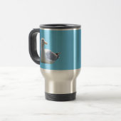 海岸のカモメの静かな休息 ブルーの背景 トラベルマグ (正面左)