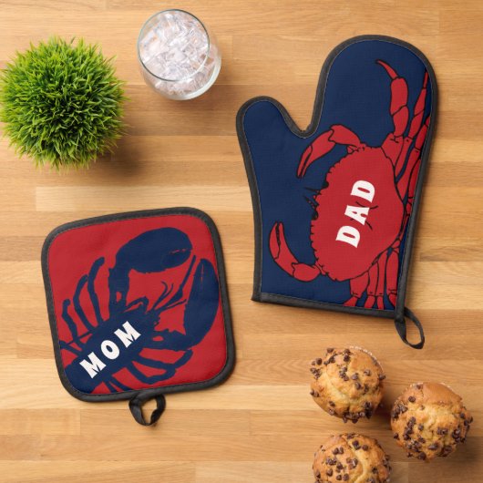 海岸のキッチン ロブスター カニ キッチンギフト 鍋つかみ&鍋敷きセット (トップダウン)