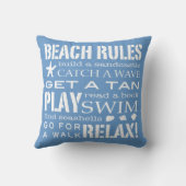 海岸のクラシックな青によるビーチの規則及び白い クッション (裏面)