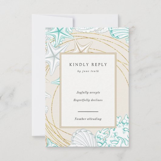 海岸のクラシック 縦型 RSVP カード (正面)