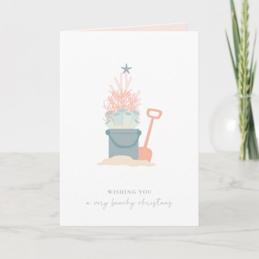 海岸のクリスマスツリーのホリデーカード シーズンカード (正面)