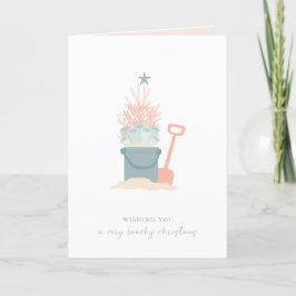 海岸のクリスマスツリーのホリデーカード シーズンカード