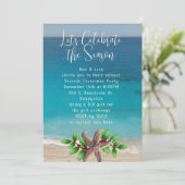 海岸のクリスマスパーティー ビーチをテーマにした招待状 招待状 (スタンド正面)