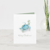 海岸のクリスマス　ウミガメの水彩画 シーズンカード (正面)