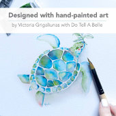 海岸のクリスマス　ウミガメ　水彩画 シーズンカード